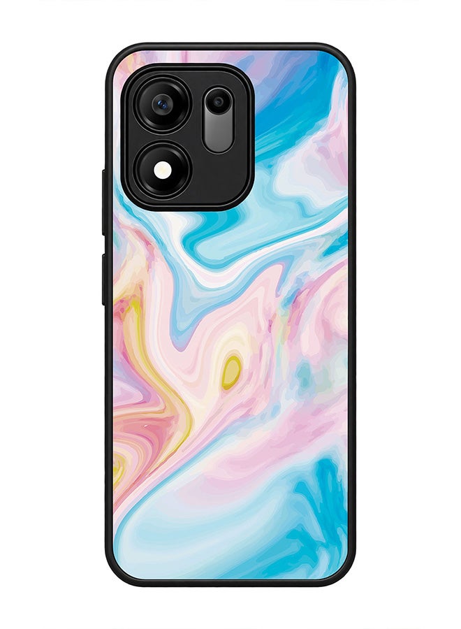 Stylizedd Rugged Case for Honor X7e Plus / 600 Smart- Slim Fit Hybrid Rubber Cover Marble Print Aqua