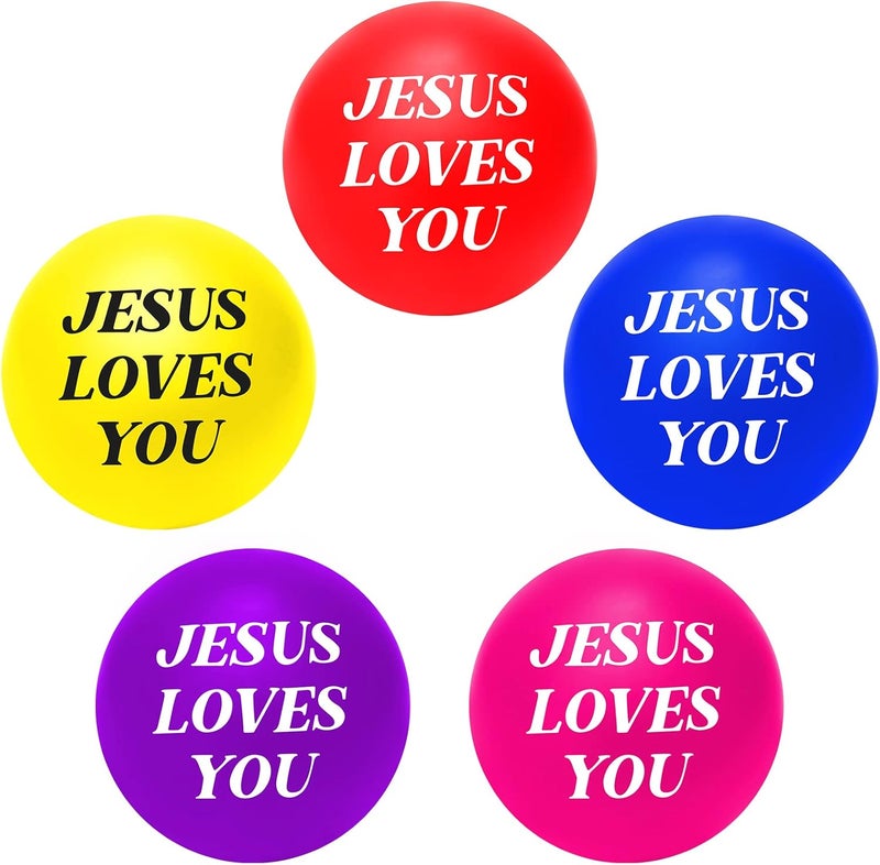 Jerify 20 Pcs Jesus Loves You Stress Balls Stress Reliver Toys Valentines Party Favor Foam Bouncy Fidget Balls Bulk for Valentine Party Bag Gift Fillers Stocking Stuffers 157 InchColorful - Image 1