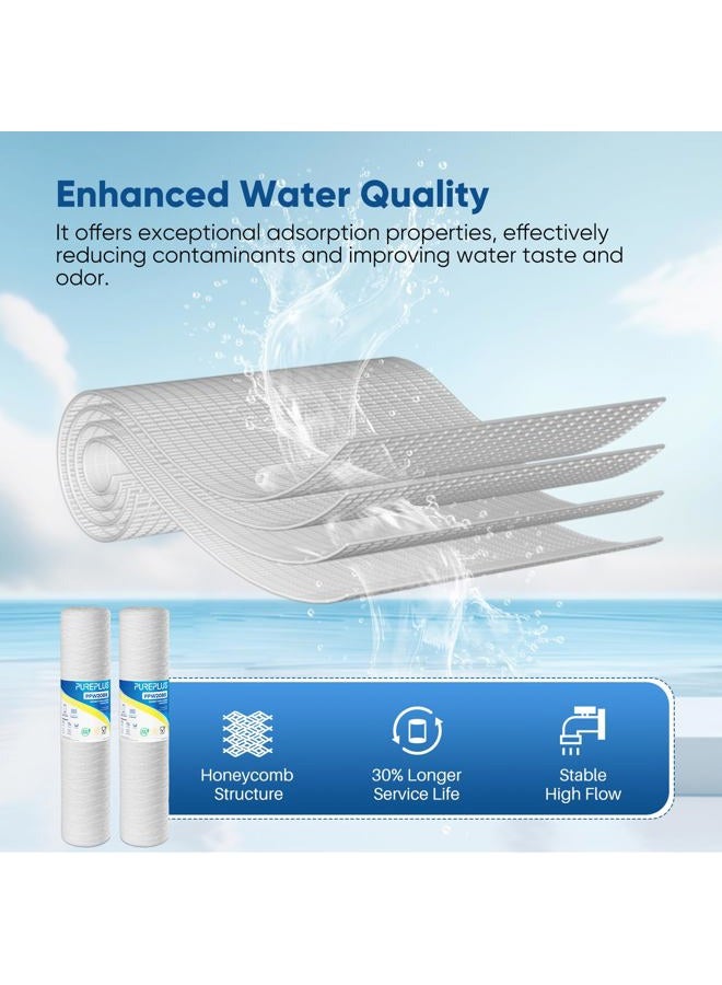Pure Plus 5 Micron 4.5" x 20" Whole House String Wound Sediment Filter for Well Water, Replacement Cartridge for Pentair Pentek WP5BB20P/WP25BB20P, Hydronix SWC-45-2005, SpiroPure SP-WP5-20BB, 2Pack - Image 4