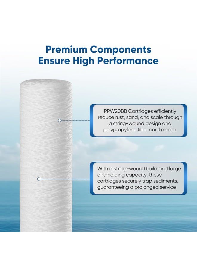 Pure Plus 5 Micron 4.5" x 20" Whole House String Wound Sediment Filter for Well Water, Replacement Cartridge for Pentair Pentek WP5BB20P/WP25BB20P, Hydronix SWC-45-2005, SpiroPure SP-WP5-20BB, 2Pack - Image 3