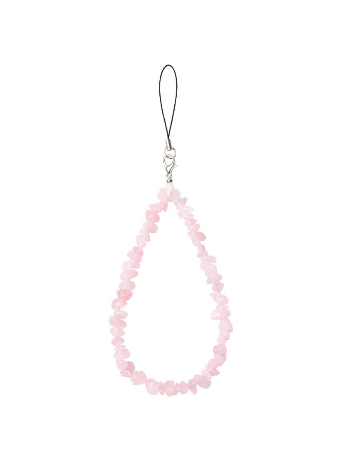 CLENEA Pink crystal Cell Phone Lanyard Strap, Natural Gemstone Charms, Adjustable Length Universal Fit, Multifunctional for Phones, Keychains, Bags, Ideal for Daily Use, Adds Style and Convenience - Image 1
