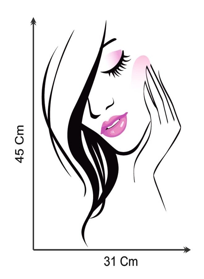 Akki World Makeup Girl with Cute Black Hair Wall Sticker for Kids Room, Restaurant, Cafe, Bedroom, Living Room (Size - 31 Cm X 45 Cm) - Image 2