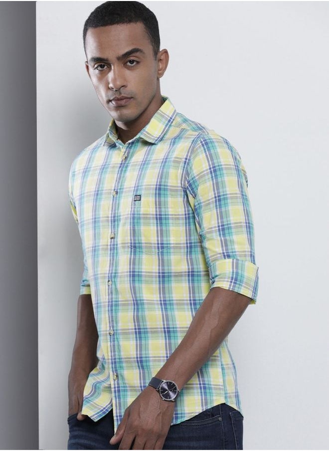 The Indian Garage Co Men Slim Fit Checkered Full Sleeves Spread Collar Casual Shirt  - Image 3