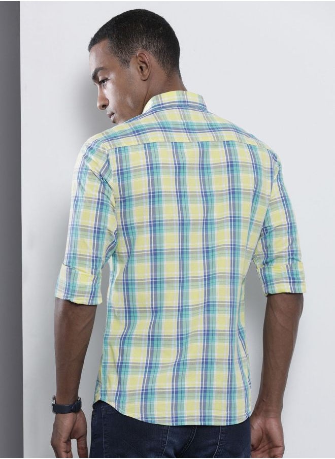 The Indian Garage Co Men Slim Fit Checkered Full Sleeves Spread Collar Casual Shirt  - Image 2