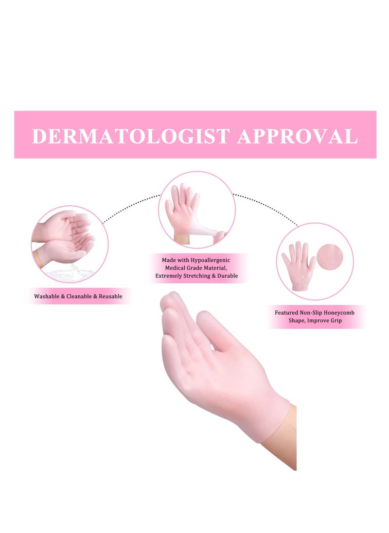 Y&D - Moisturizing Gloves, 2 Pairs Gel Spa hydrating Aloe Lotion for Moisturize Soften Repairing Hands Softening Rough Skin, Calluses,One Size Fits Most - Image 1