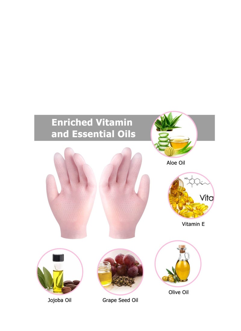 Y&D - Moisturizing Gloves, 2 Pairs Gel Spa hydrating Aloe Lotion for Moisturize Soften Repairing Hands Softening Rough Skin, Calluses,One Size Fits Most - Image 1