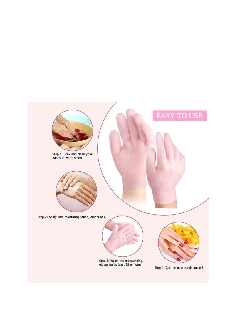 Y&D - Moisturizing Gloves, 2 Pairs Gel Spa hydrating Aloe Lotion for Moisturize Soften Repairing Hands Softening Rough Skin, Calluses,One Size Fits Most - Image 1