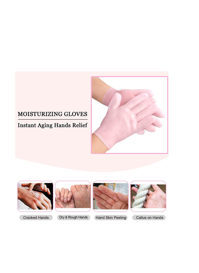 Y&D - Moisturizing Gloves, 2 Pairs Gel Spa hydrating Aloe Lotion for Moisturize Soften Repairing Hands Softening Rough Skin, Calluses,One Size Fits Most - Image 1