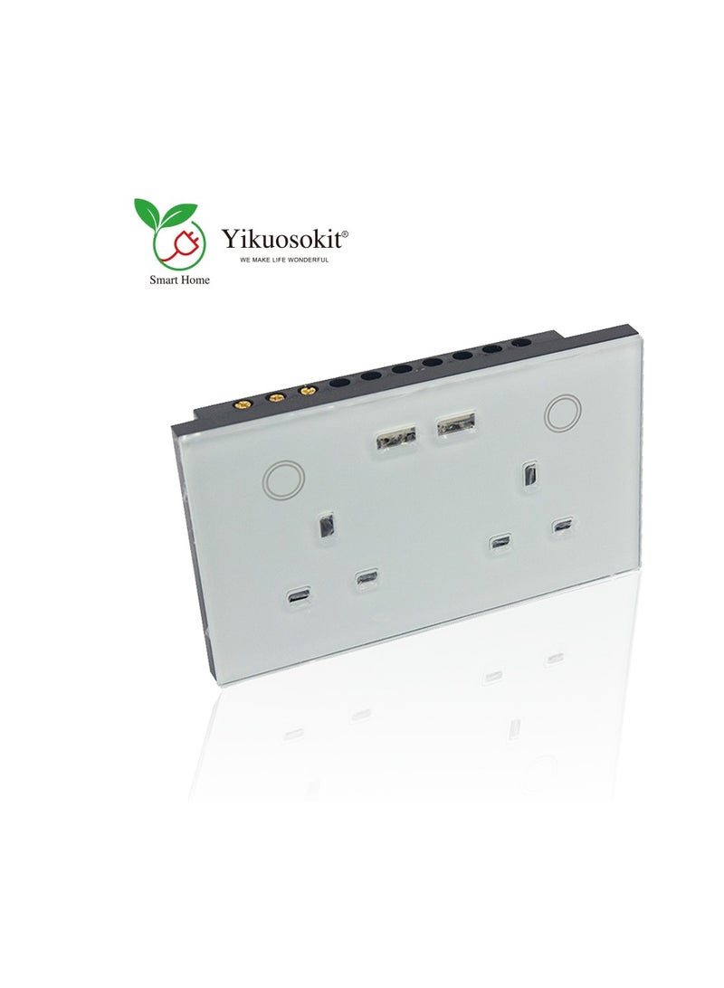 مقبس حائط ذكي يعمل باللمس من Zigbee UK مزود بمنفذ USB مزدوج ووظيفة التوقيت Tuya Alexa Google Home ومخرج الطاقة