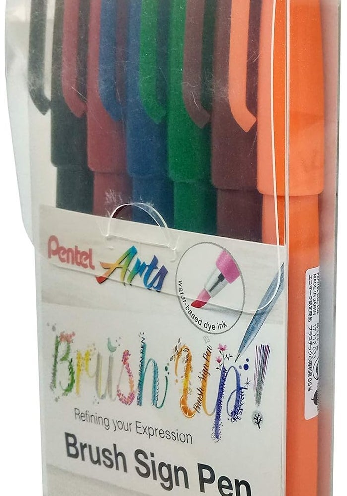 Pentel Brush Sign Pen Set of 6 Colors - Image 2