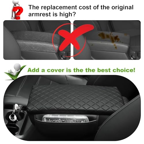 SDPVorn Armrest Cover for Honda CRV Center Console Pad with Organizer Storage Pockets, Black Faux Leather Arm Rest Lid Protector Cushion Interior Accessories (2023-2026) - Image 2
