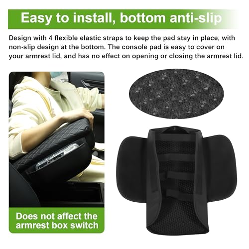 SDPVorn Armrest Cover for Honda CRV Center Console Pad with Organizer Storage Pockets, Black Faux Leather Arm Rest Lid Protector Cushion Interior Accessories (2023-2026) - Image 5