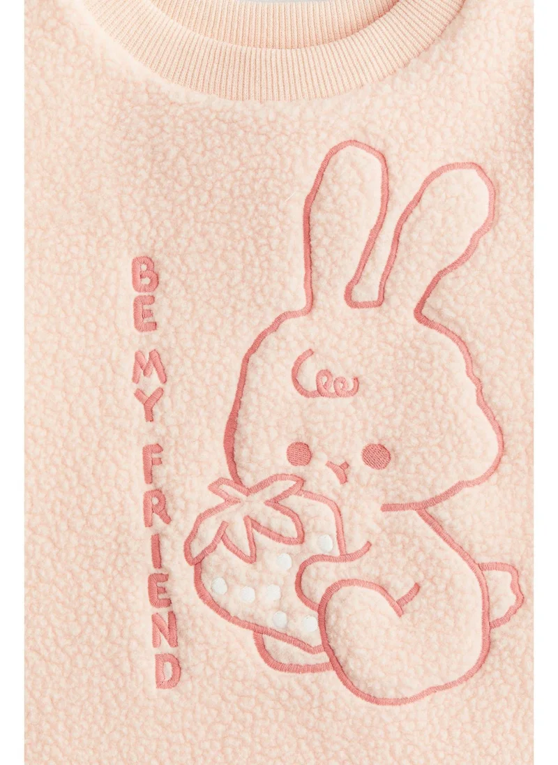 H&M Embroidered teddy sweatshirt