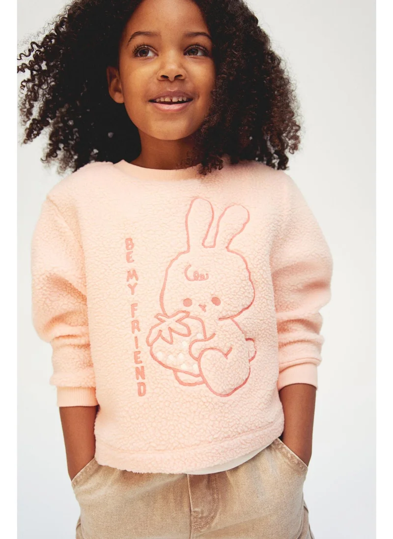 H&M Embroidered teddy sweatshirt