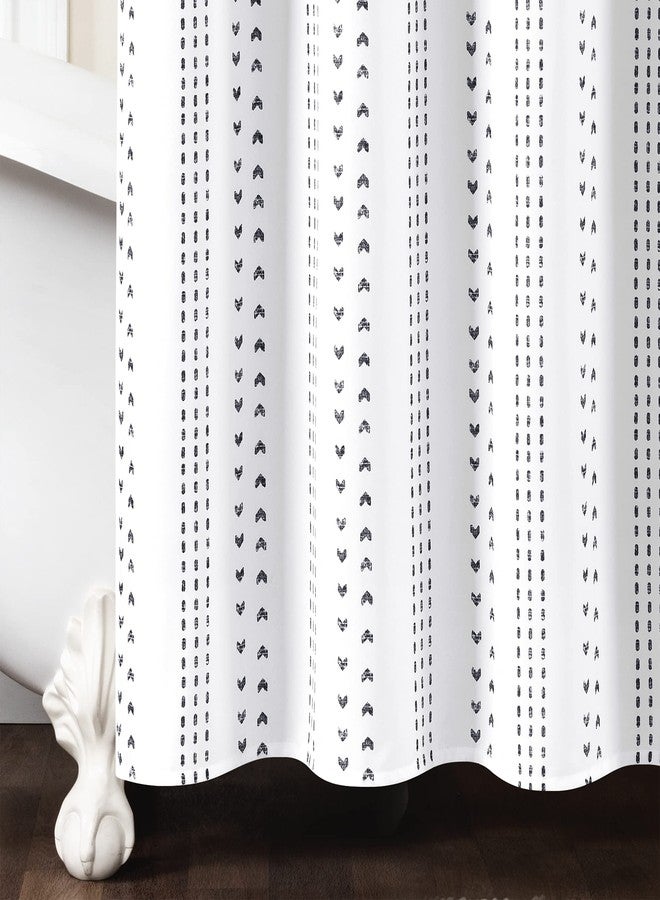 لاش ديكور ستارة دش مخططة من لوش ديكور، مقاس 72 بوصة عرضًا × 72 بوصة طولًا، باللونين الأبيض والأسود - ستائر دش من القماش للحمام - ستارة حمام بيضاء - Image 4