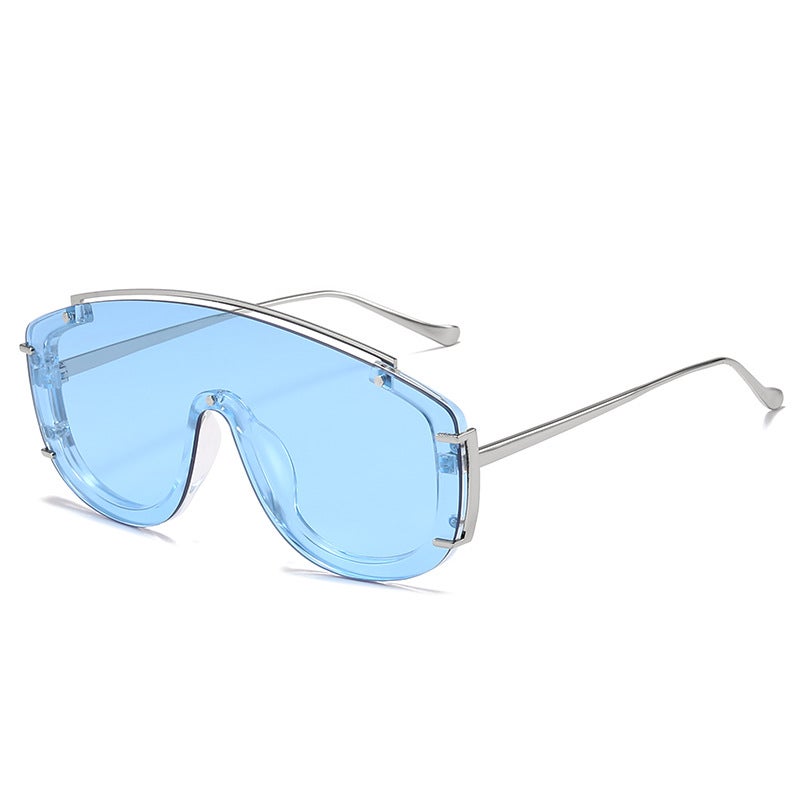 Generic 2022 Euro-American Oversized Colorful Sunglasses for Women blue frame blue film 