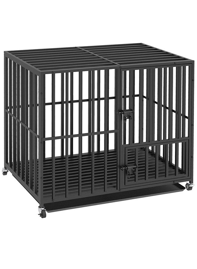 Heavy Duty Dog Crate Dog Cage by Tear Resistant Square Tube 95cm Extra Large Dog House Movable Pet Cage with 2 Prevent Escape Lock and Plastic Tray for Indoor L: 95x57x81cm - Image 1
