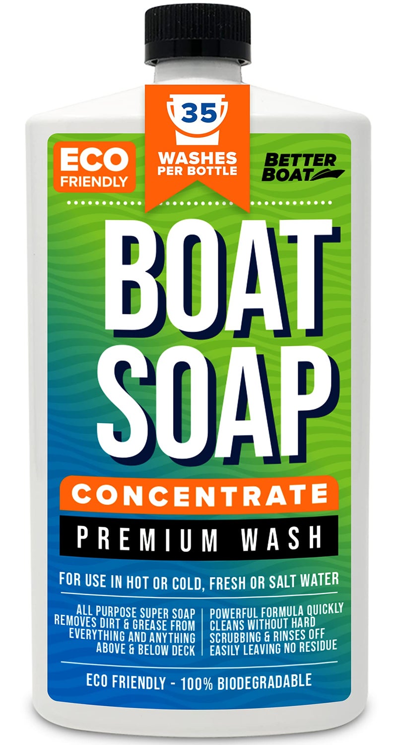 Better Boat Premium Grade Boat Soap, Marine Concentrate Cleaner, 32 Oz, Wash and Wax for Freshwater and Saltwater Use, Cleans Fiberglass Boat Hulls, RVs, Marine Cleaning Supplies - Image 1