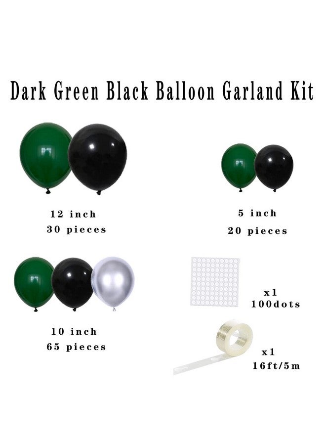 LUDEOU Dark Green Silver Black Balloon Garland Arch Kit 12" 10" 5" Dark Green Metallic Silver Black Balloons 16Ft Arch Strip For Football Camo Forest Baby Shower Birthday Retirement New Year Party - Image 4