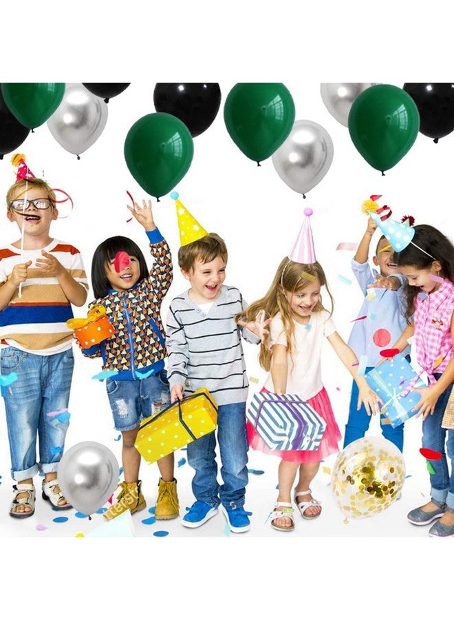 LUDEOU Dark Green Silver Black Balloon Garland Arch Kit 12" 10" 5" Dark Green Metallic Silver Black Balloons 16Ft Arch Strip For Football Camo Forest Baby Shower Birthday Retirement New Year Party - Image 3
