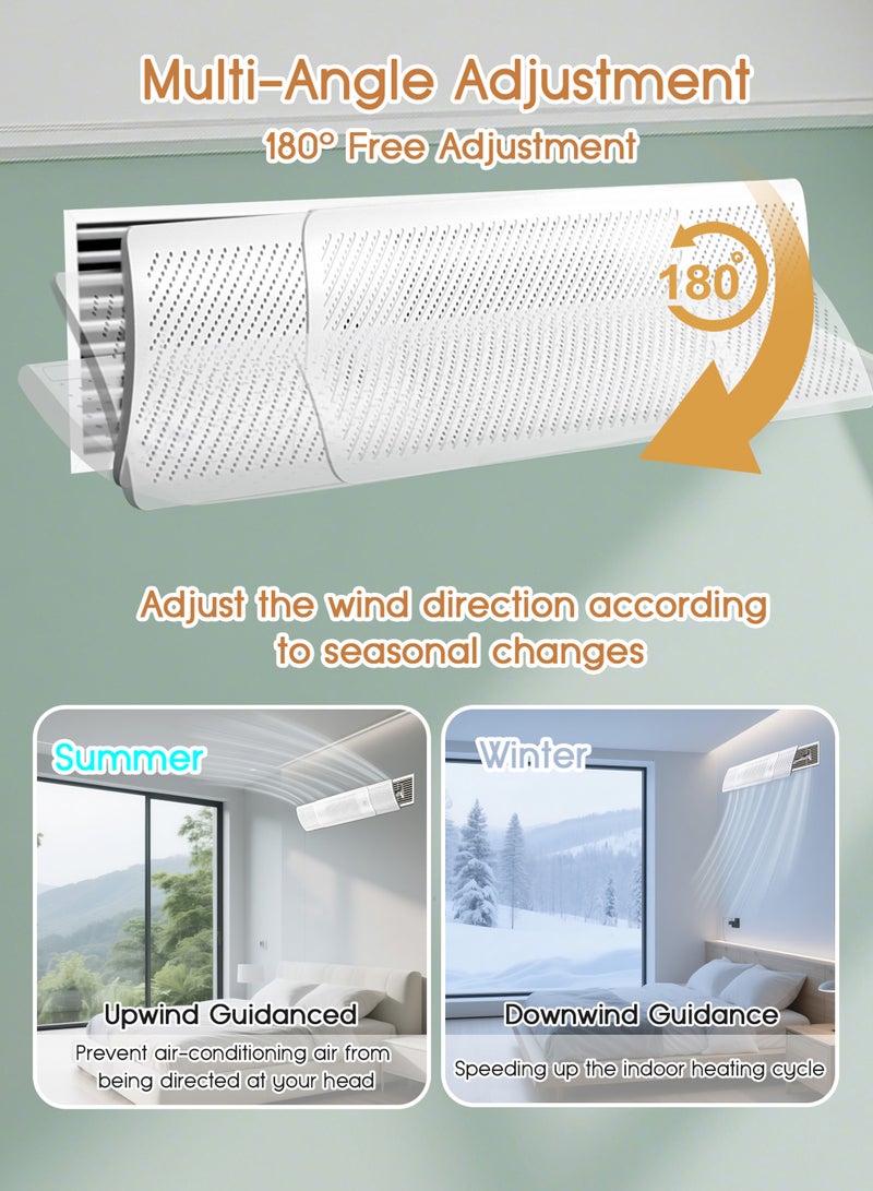 Central Air Conditioning Deflector, Retractable, No Need to Drill Holes, Central Air Conditioning Windscreen Anti-Direct Blowing Baffle - Home, Bedroom, Living Room, Office, All Seasons (58.5-95.5 cm)