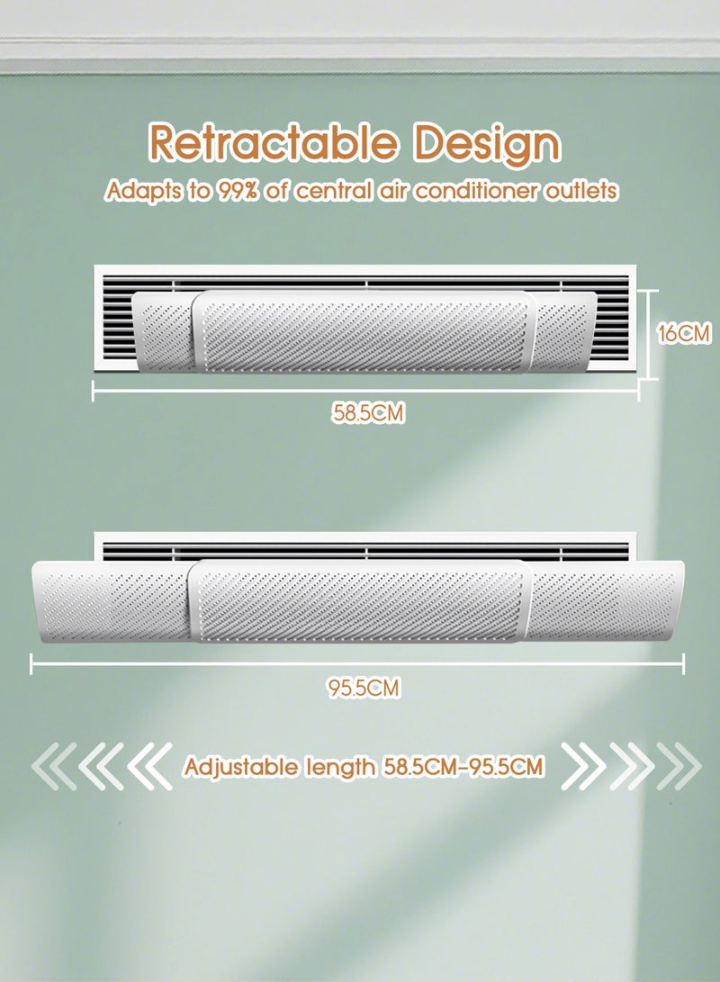 Central Air Conditioning Deflector, Retractable, No Need to Drill Holes, Central Air Conditioning Windscreen Anti-Direct Blowing Baffle - Home, Bedroom, Living Room, Office, All Seasons (58.5-95.5 cm)