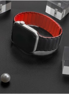 KENSUO Magnetic Bands Bracelet for Apple Watch Ultra/2 Band 49mm 45mm 44mm 46mm 42mm iWatch band 40mm 41mm 38mm Women/Men,Silicone Strap Sport Loop Wristbands for Apple Watch Series 10/9/8/7/6/5/4/3/2/SE，Black and Red  - Image 5