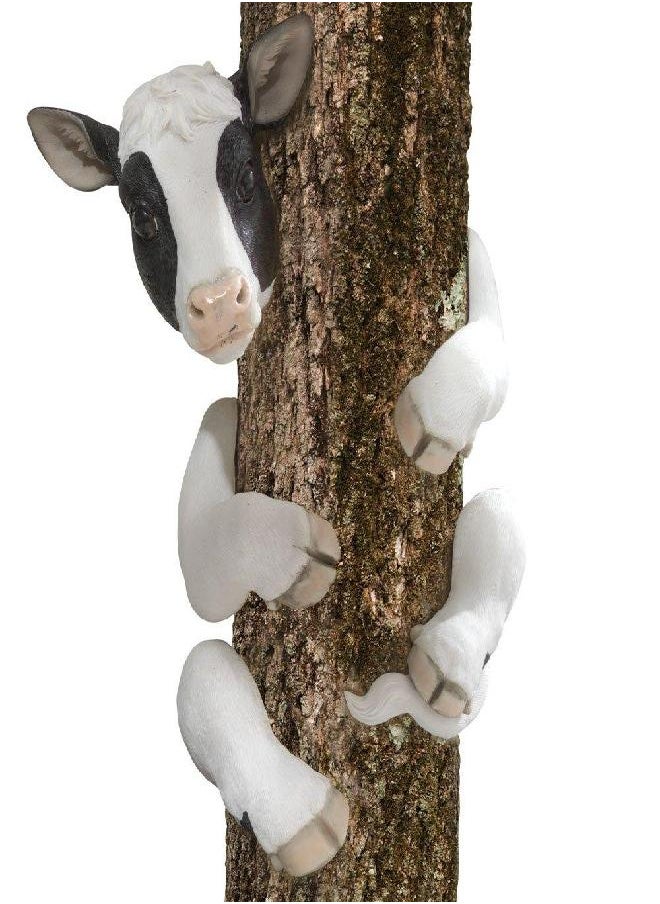 Bits and Pieces Bits and Pieces-Tree Hugger Cow Garden Peeker-Polyresin Outdoor Tree Sculpture - Whimsical Garden Decoration  - Image 2