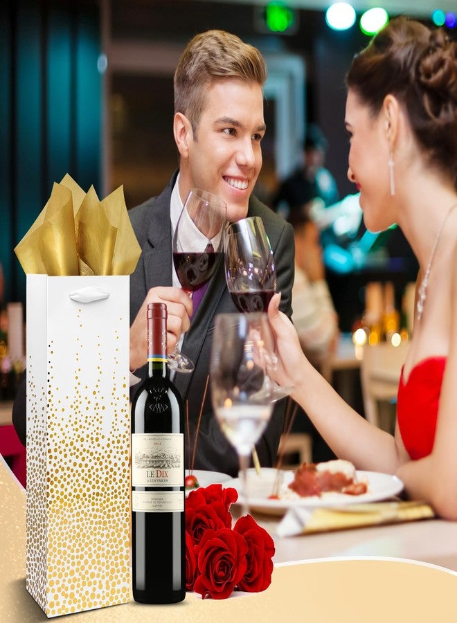 Carnation Wine Bags - 12 Pack Gold Foil Wine Bottle Gift Bags for Special Occasions (14Inch, Gold) - Image 5