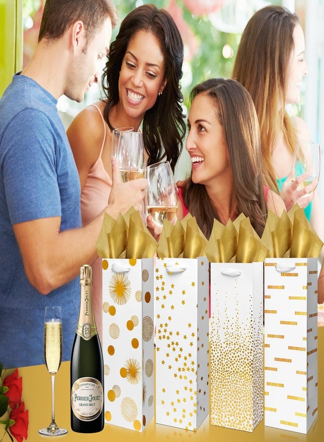 Carnation Wine Bags - 12 Pack Gold Foil Wine Bottle Gift Bags for Special Occasions (14Inch, Gold) - Image 4