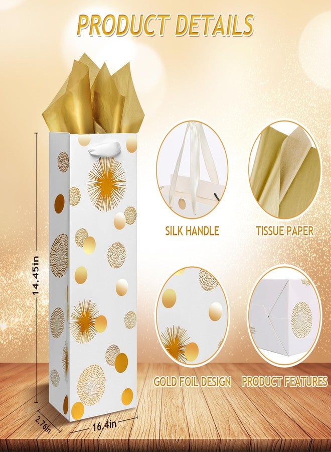 Carnation Wine Bags - 12 Pack Gold Foil Wine Bottle Gift Bags for Special Occasions (14Inch, Gold) - Image 3