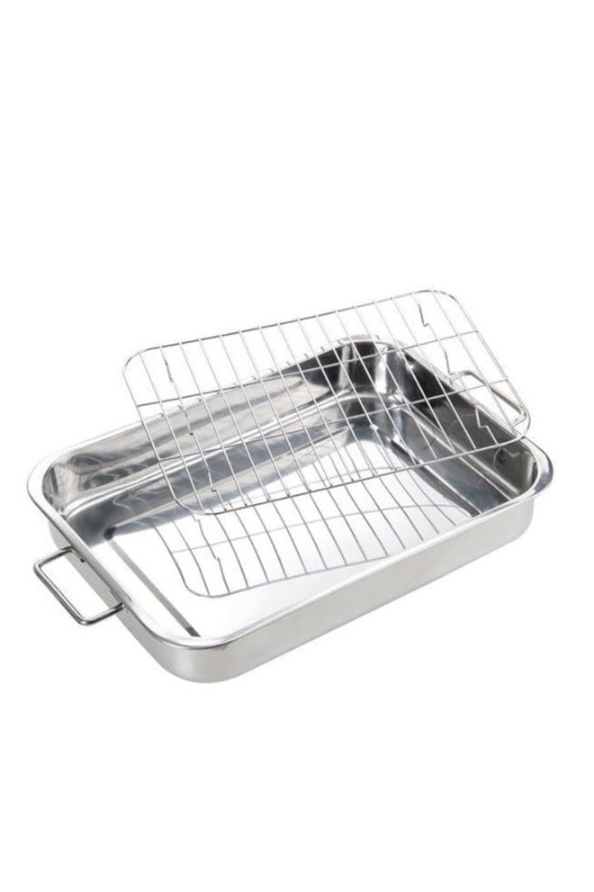Stainless steel roasting pan with grill rack, oven and stove compatible - Image 3