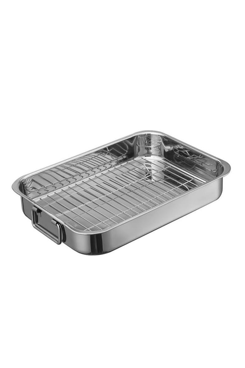 Stainless steel roasting pan with grill rack, oven and stove compatible - Image 2