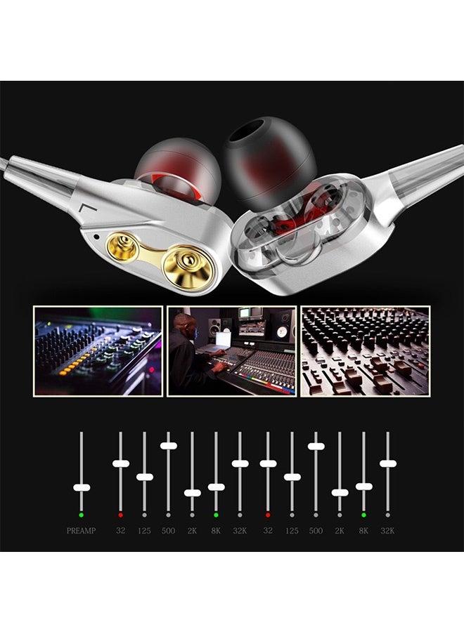 Quantum 2 PCS Wired Headphones, Dual Driver Hi-Fi Headphones with Mic, Wired Headphones with Microphone Noise Cancelling Stereo in Ear Sport Music Earphone for Mobile Phon - Image 4