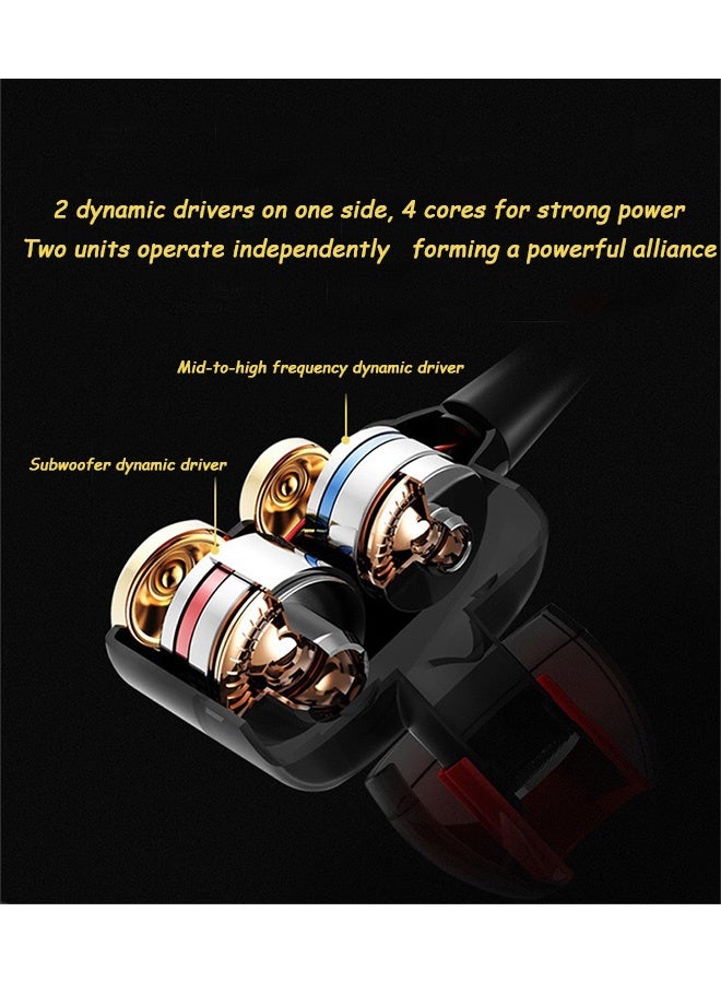 Quantum 2 PCS Wired Headphones, Dual Driver Hi-Fi Headphones with Mic, Wired Headphones with Microphone Noise Cancelling Stereo in Ear Sport Music Earphone for Mobile Phon - Image 5