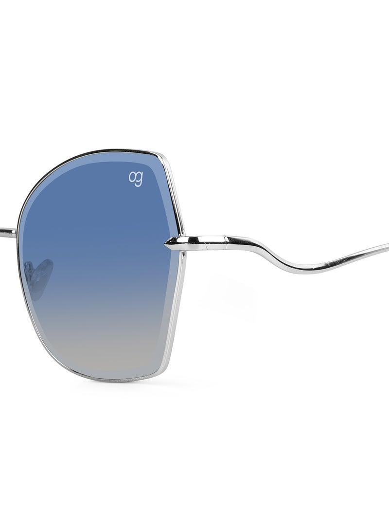 Woggles Latest & Stylish UV Protected Blue Oversized Sunglasses for Women - Image 2