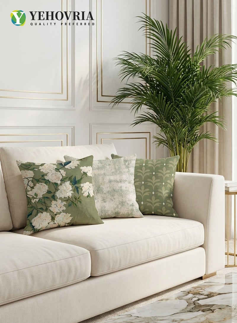 YEHOVRIA Decorative Nature Plant Pillow Covers Set of 4, Double Sided Cushion Covers 45x45cm 18x18 inches, Throw Pillowcases for Living Room Sofa Couch Bed, Home and Everyday Use - Image 3