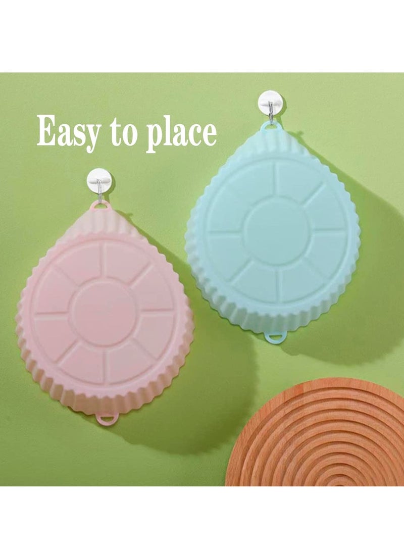 KASTWAVE Air Silicone Fryer, 2 Pack Reusable Air Fryer, Food Grade Silicone Material for 6.3" Air Fryer Pans, NonStick, Oil Resistant, Food Grade Paper Lined Bake Microwave (Blue, Green) - Image 5