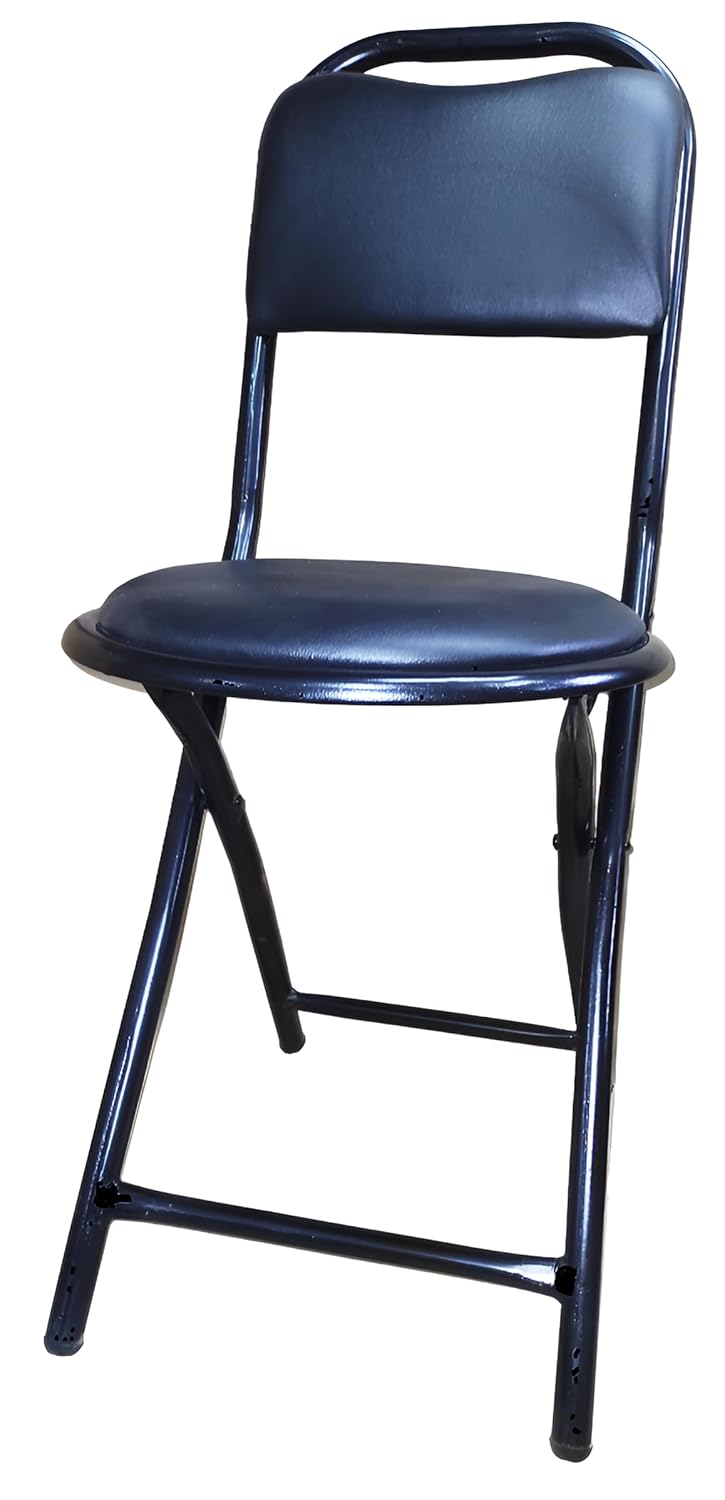IYB Folding Chair Heavy Duty 20inch Collapsible Padded Round Folding Chair for Dorm Rec Room Bar Kitchen or Gameroom Black