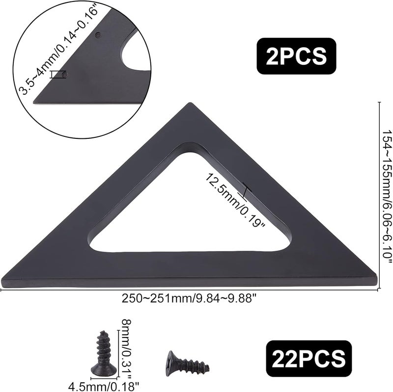 comfrt 2pcs Wooden Purse Handles Replacement, Wooden Handbag Handle Triangle Shaped Handmade Bag Handles with Screws Clutch Bag Handles 9.8×6 Inch DIY Beach Bag Straw Bag Making Supplies, Black - Image 4