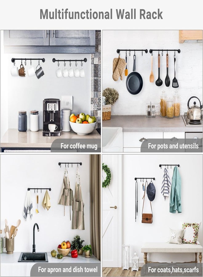 Mkono Mug Holder Wall Mounted Coffee Cup Rack Hanger Modern Metal with 10 Mug Hooks Rustic Utensil Tea Cups Storage Organizer for Kitchen Dining Room Coffee Bar,Black - Image 5