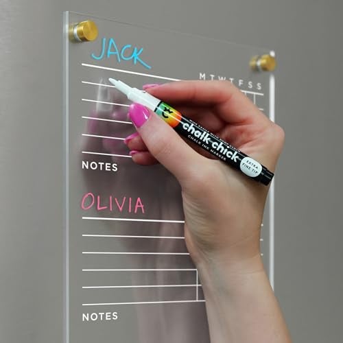 Visibly Magnetic Acrylic Chore Chart for Fridge, for 3, 4 or 5 Children. Includes 4 Magnetic Wet-Erase Markers for Refrigerator, 7” X 18". Put Those Kids to Work! | Black Magnets - Image 4