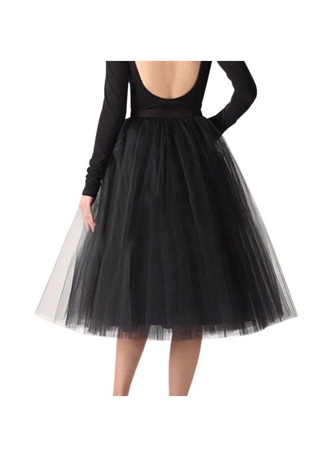 WDPL Wedding Planning Women's A Line Short Knee Length Tutu Tulle Prom Party Skirt X-Large Black - Image 2