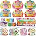 Yunsailing 108 Pcs Happy Birthday Party Supplies for Kids Include 36 Birthday Paper Crowns 36 Badge Stickers and Slap Bracelets for Classroom School Party SupplyBright Color - Image 2