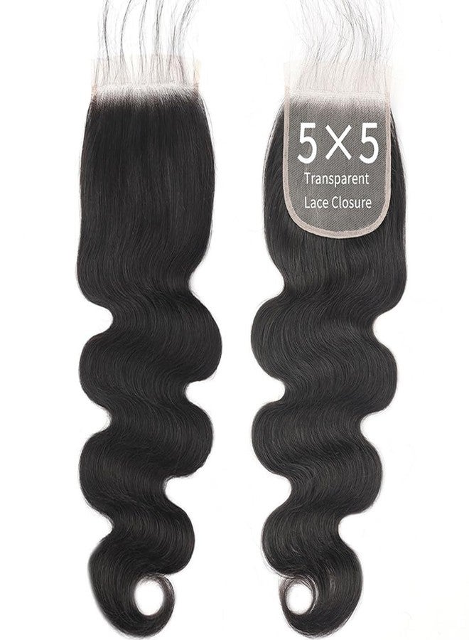 Misoun 5x5 Transparent HD Lace Closure Body Wave Human Hair Closure Invisible 12A Brazilian Virgin Human Hair Free Part 5x5 100% Real Human Hair Pre Plucked Closure Natural Black 16 Inch - Image 3
