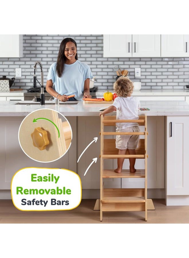 Ocodile Toddler Standing Tower - Complete Toddler Kitchen Stool Helper - Ideal Kids Kitchen Step Stool for Learning New Skills - 2024 Design with Safety Feet - Varnished - Image 2