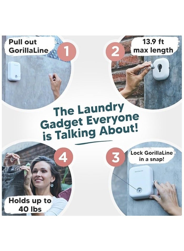 Retractable Clothesline - Heavy Duty Wall Mounted Drying Rack for Indoor  Outdoor Use - Image 2