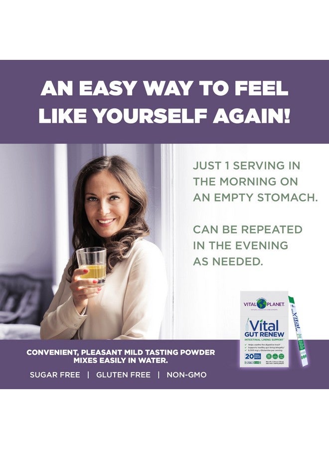 Vital Planet Vital Planet - Vital Gut Renew Powder Supplement for Leaky Gut Repair with L-Glutamine, Marshmallow and Ginger Root, DGL Licorice Root and Organic Aloe Vera, L Glutamine 6000mg, 20 Single Serve Packs - Image 3