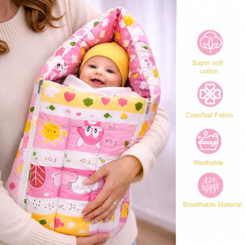 Infantbond 56 in 1 New Born Baby Essentials | Gift for Baby | Hospital Essentials | New Born Combo(0-6 Months) (Pink Fox) - Image 5