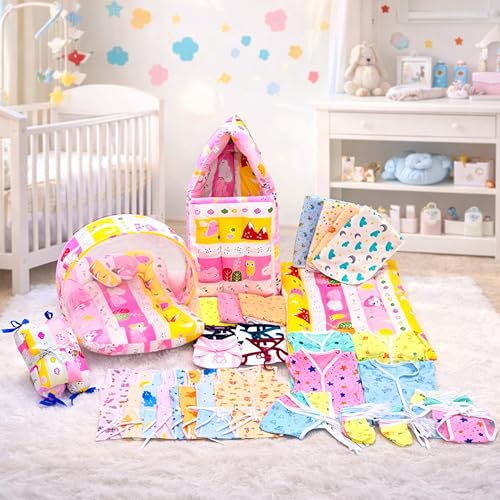 Infantbond 56 in 1 New Born Baby Essentials | Gift for Baby | Hospital Essentials | New Born Combo(0-6 Months) (Pink Fox) - Image 1